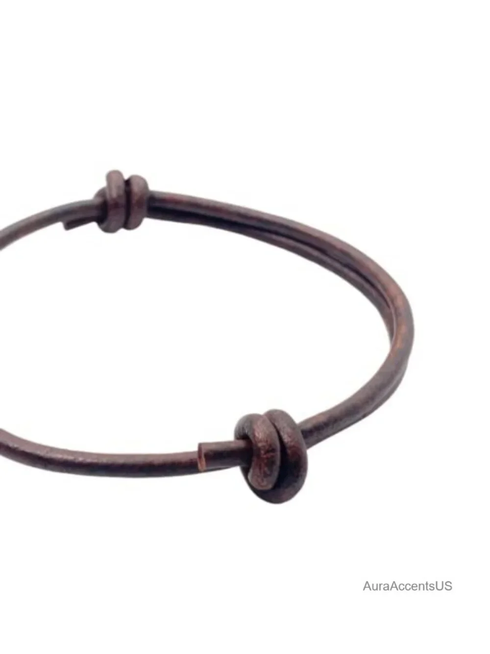 Men's Genuine Leather Bracelet, Handmade Adjustable Sliding Knot Cuff,